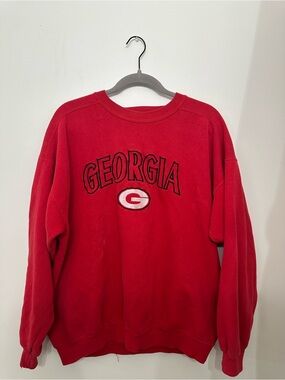 Georgia Red Crewneck Sweatshirt - University Logo Pullover Vintage